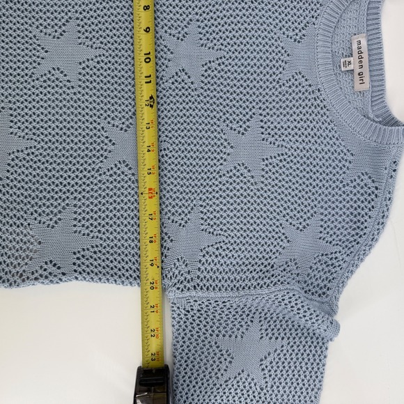 Madden Girl Womens Knit Sweater XL Blue Star Cutout Long Sleeve Casual Top - Picture 6 of 8